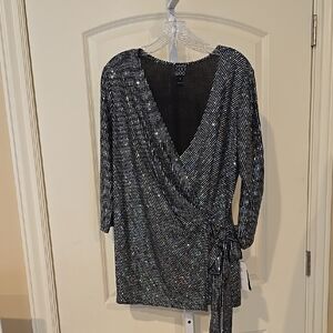 Clara Sunwoo Black and Silver wrap style Top Large